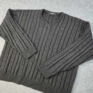 Vintage‎ Bachrach Sweater Mens XL Brown Wool Blend Cable Knit Italy Made